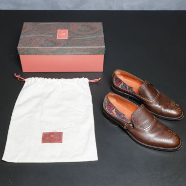 Special brown Etro loafer with fabric insert