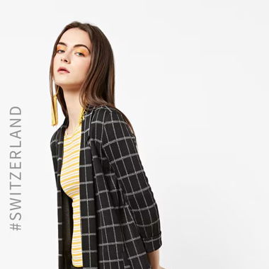 Checked Blazer with Notched Lapel