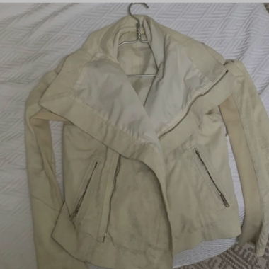 Rick Owens Draped Biker Jacket in White