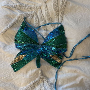 Top Farfalla con Paillettes Blu, Metro Boutique