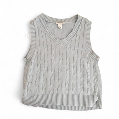 Light blue cable knit sweater vest