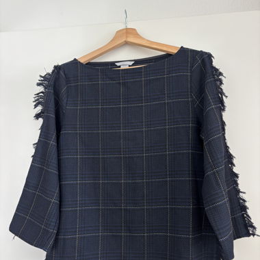 Checked Blouse with Tassels