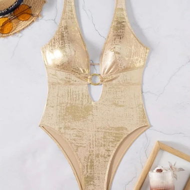 Gold cut-out one-piece swimsuit L 40 