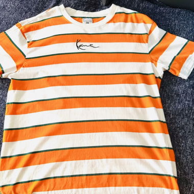 Karl Kani T-Shirt XL weiss mit orangen Streifen