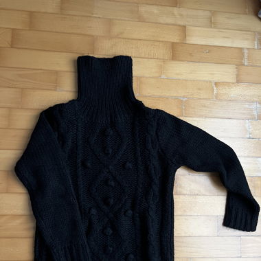 Women Warm Cable Knit Sweater, Black, Winter Style