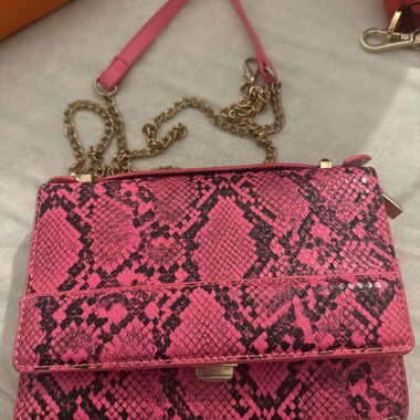 Pink Python-Effect Shoulder Bag