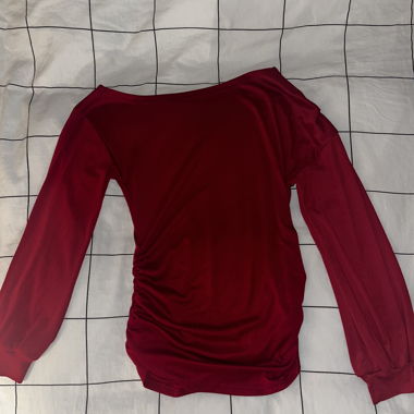 Red long-sleeve top