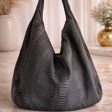 Borsa Hobo Oversize in pelle di Python (reale)