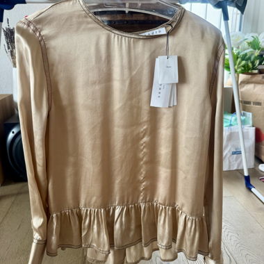 SANDRO Satinbluse goldfarben
