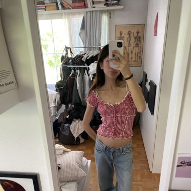 plaid milkmaid top