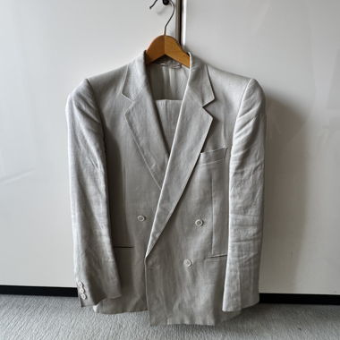 Ensemble veste et pantalon pour homme en lin gris
