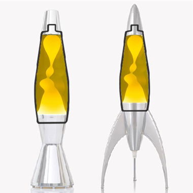 Mathmos Astrobaby Flasche Lavalampe Gelb-Weiss