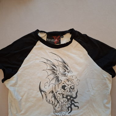 Crop top Killstar dragon noir et blanc