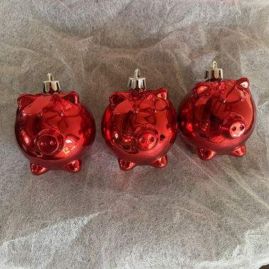 Lot de 3 boules de Noël cochon