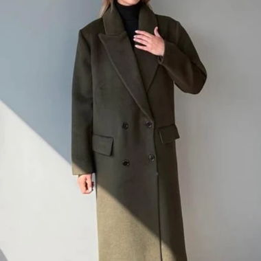 Langer khaki Wollmantel