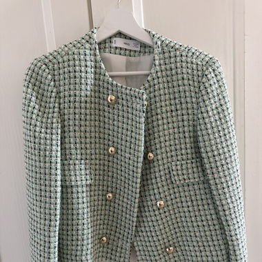 Blazer vert avec couture noir - MANGO