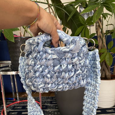 Sac bandoulière jeans crochet 