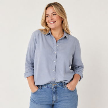 H&M Hellblaue Baumwollhemd