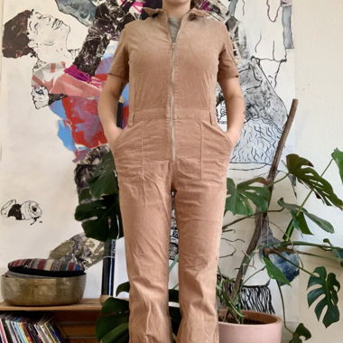 beige corduroy overall MANGO