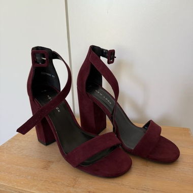 Sandales bordeaux à talon bloc, New Look, taille 36