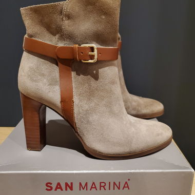 Brown suede leather ankle boots