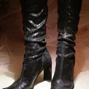 Black Snake Pattern Boots – Made in Italy