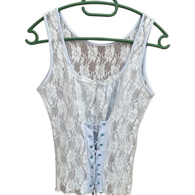 Top corsetto in pizzo azzurro chiaro / Bustier con allacciatura Y2K