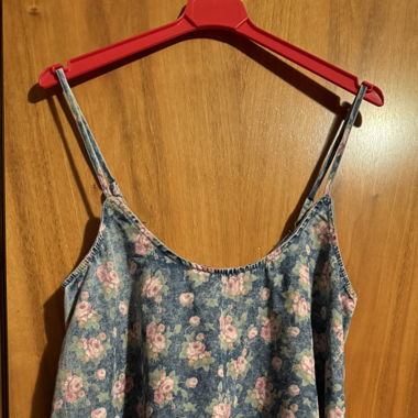 Jeans Top Mit Blumen Muster