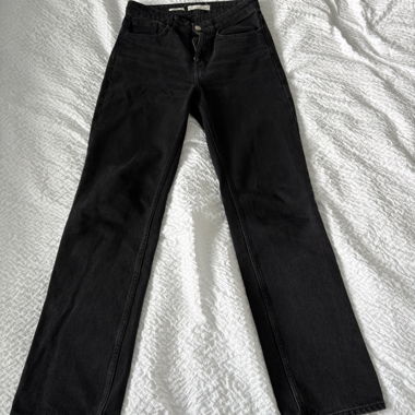 Black straight-leg jeans
