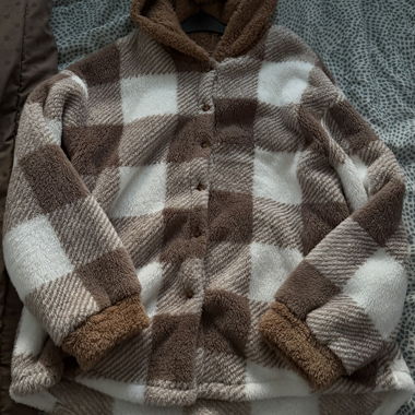 Karierter Fleece-Jacke