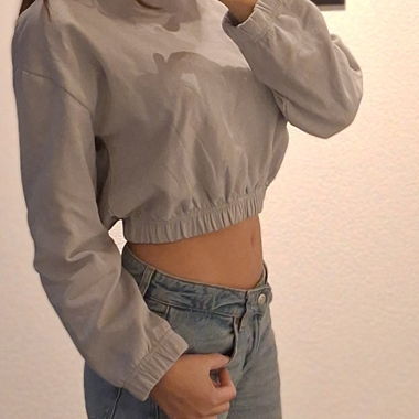 Grey-blue crop hoodie