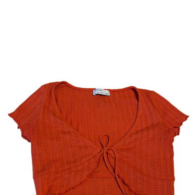 Orange cropped tie-front top 