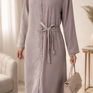Taupe Belted Shirt Dress