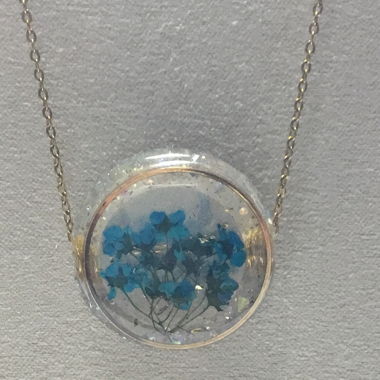 Handmade Pendentif Fleurs Bleues