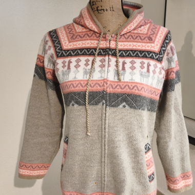 Maglione di lana con cappuccio e motivo