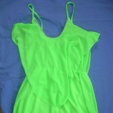 neongrüner Trägerkleid, Glitzer, XS