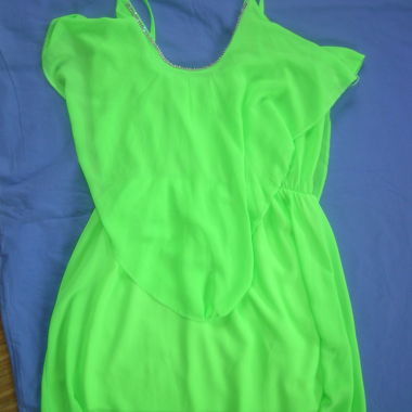 neongrüner Trägerkleid, Glitzer, XS