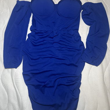 Miniabito blu royal scollo off-shoulder XL