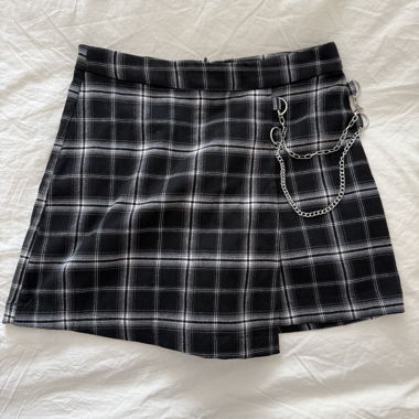 Plaid mini skirt (short) black