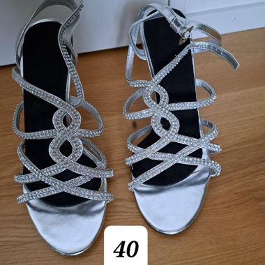 Silver high heels, size 40