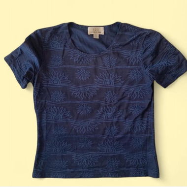 Vintage Blue Tshirt Sunflowers