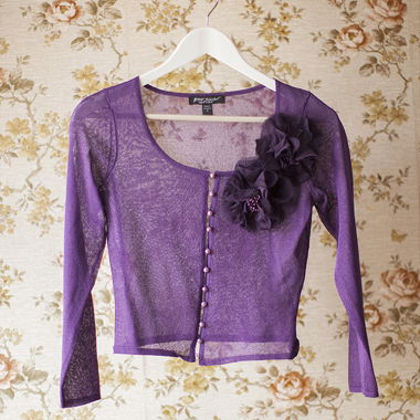 Cardigan transparent floral violet Betsey Johnson