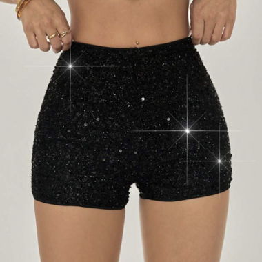 Shorts noirs à paillettes