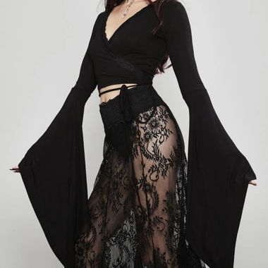 Wrap top with lace detail