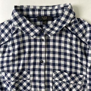 Camicia a quadri blu con bottoni