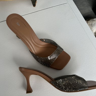 Mules à talons Zara – effet strass