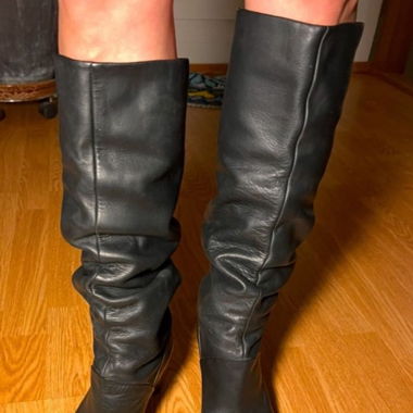 Schwarze Navyboot Lederstiefel Gr. 38