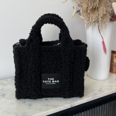Schwarze Marc Jacobs Tote Bag aus Teddy-Stoff