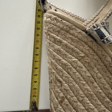 Keilsandsandalen, in Jeansstoff