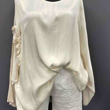 Oversize shirt bianco con arricciatura